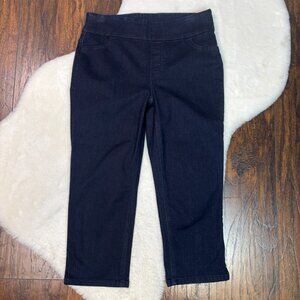 Chico's Jeans 0 Women's 4 Pull-On Capri Stretch Dark Wash Elastic Waist Crop